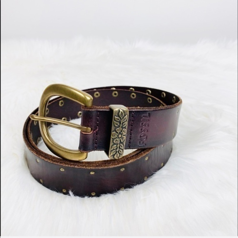 Fossil Leather Rivet Belt Size L